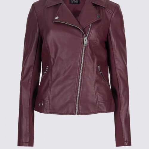 Faux leather berry jacket