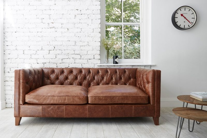 Leather Buttoned Sofa