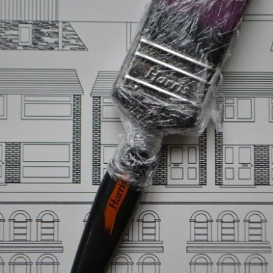 Paintbrush in clingfilm