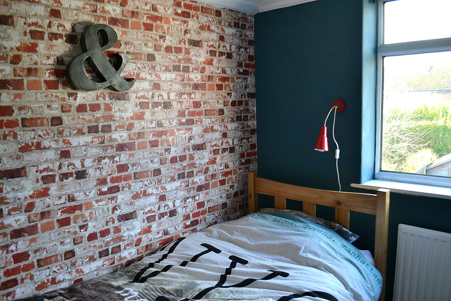 The Urban Loft Look In A Teen Bedroom Tidy Away Today - Brick Wallpaper Bedroom
