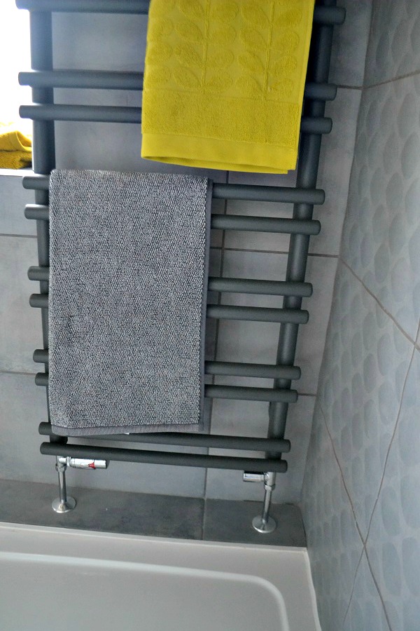 Grey heated towel rail